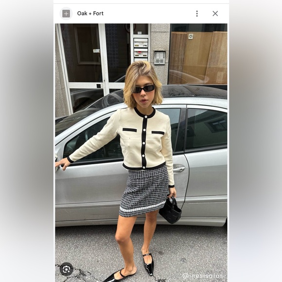 OAK + FORT Sweaters - Oak and Fort cropped cardigan with contrast trim